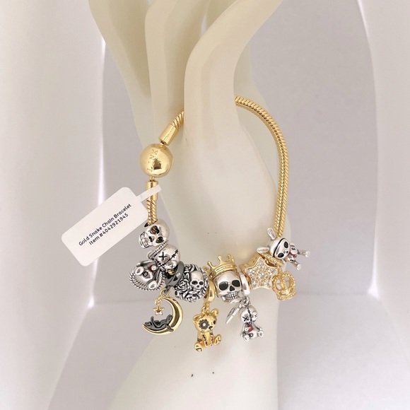 Linx Yellow Gold Bracelet with Skull Themed Charms